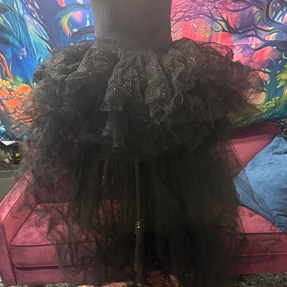 Club Exx altered Black Tulle Skirt S/M high low tutu skirt ball gown sparkly